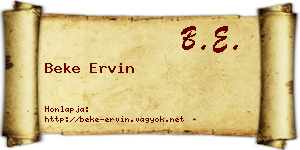 Beke Ervin névjegykártya